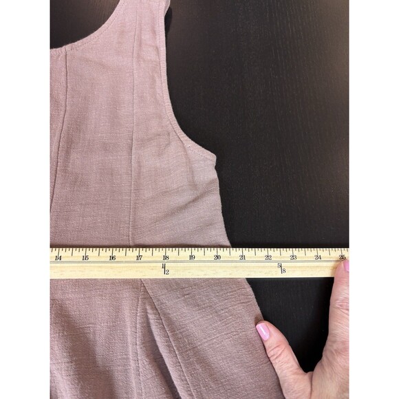 Free People Romper Mushroom Brown Large Low Scoop Back Pockets Sleeveless - Picture 7 of 12